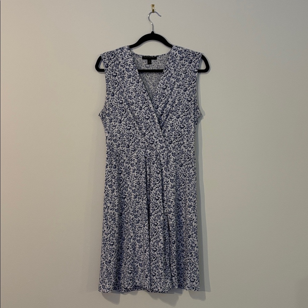 Banana Republic Blue Floral Suplice Dress Faux Wrap